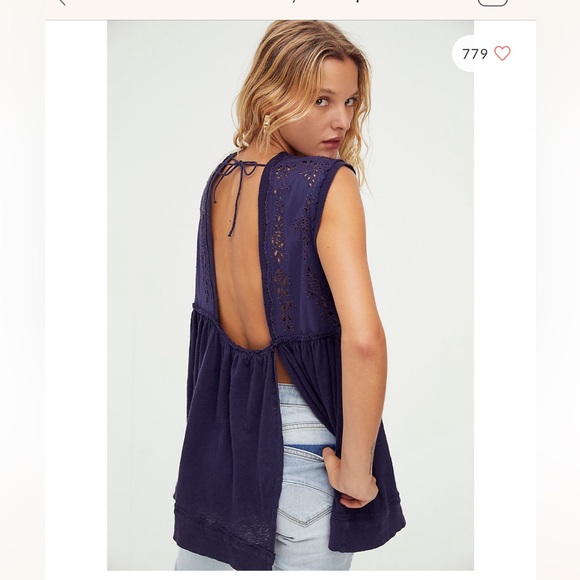 bella babydoll top navy - Picture 3 of 5